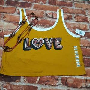NWT Love Boho Mustard Yellow Crop Tank size XL